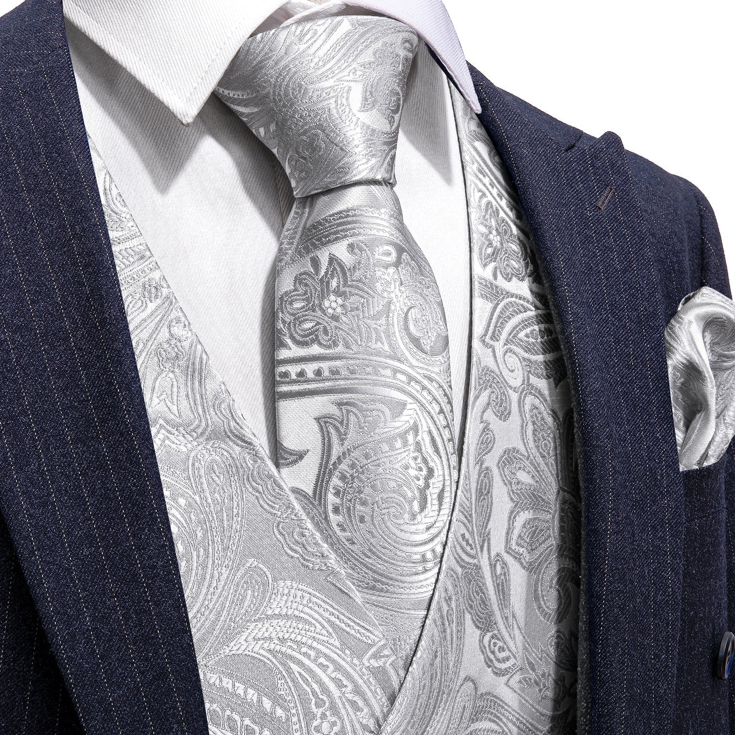 White Metal Vest Set vest set S (Chest 41)   - Sophisticated Gentlemen