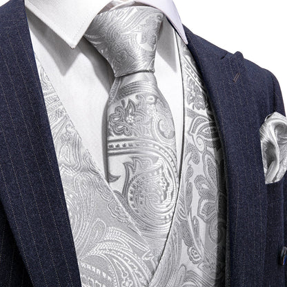 White Metal Vest Set vest set S (Chest 41)   - Sophisticated Gentlemen