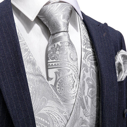 White Metal Vest Set vest set S (Chest 41)   - Sophisticated Gentlemen