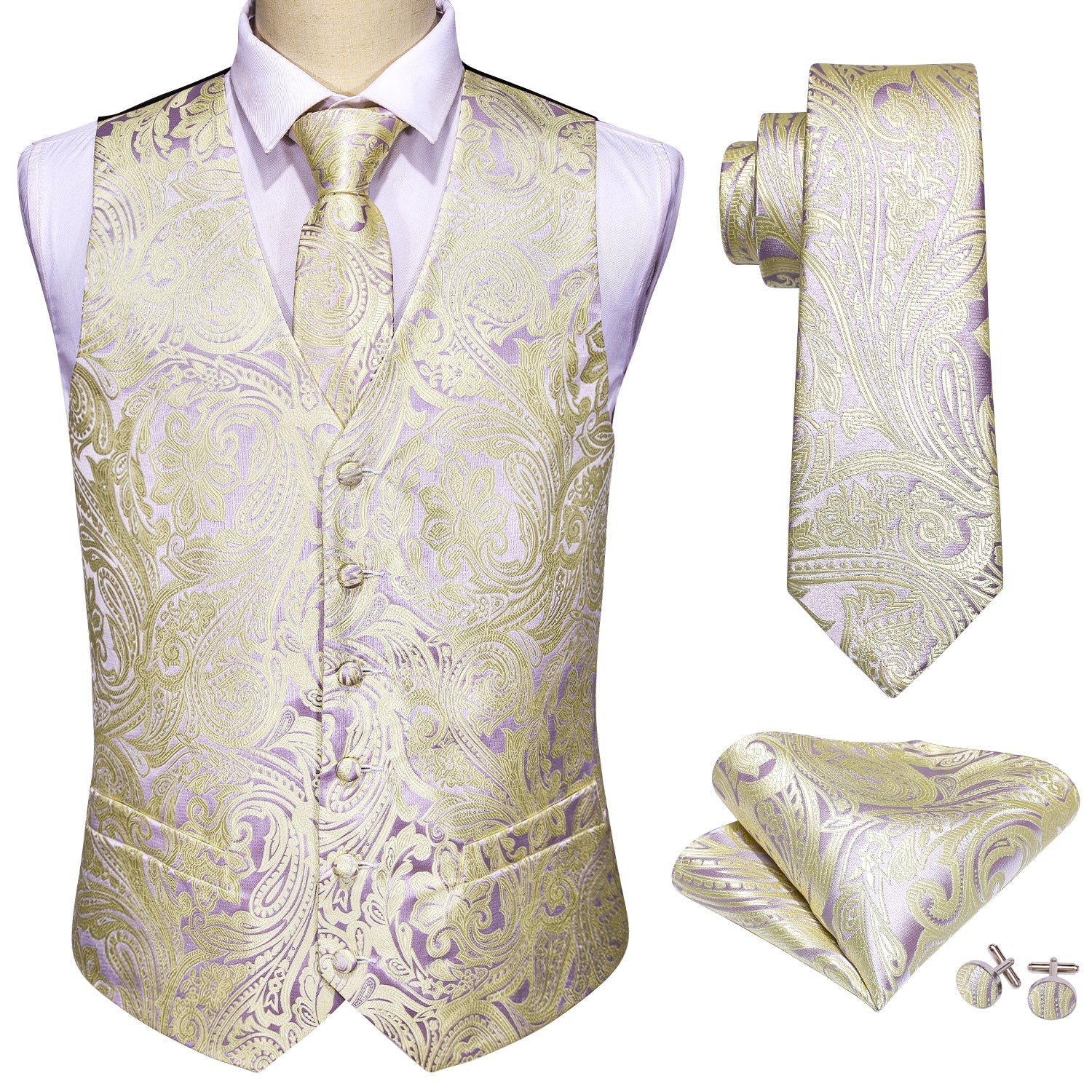 Champagne Pink Vest Set vest set    - Sophisticated Gentlemen