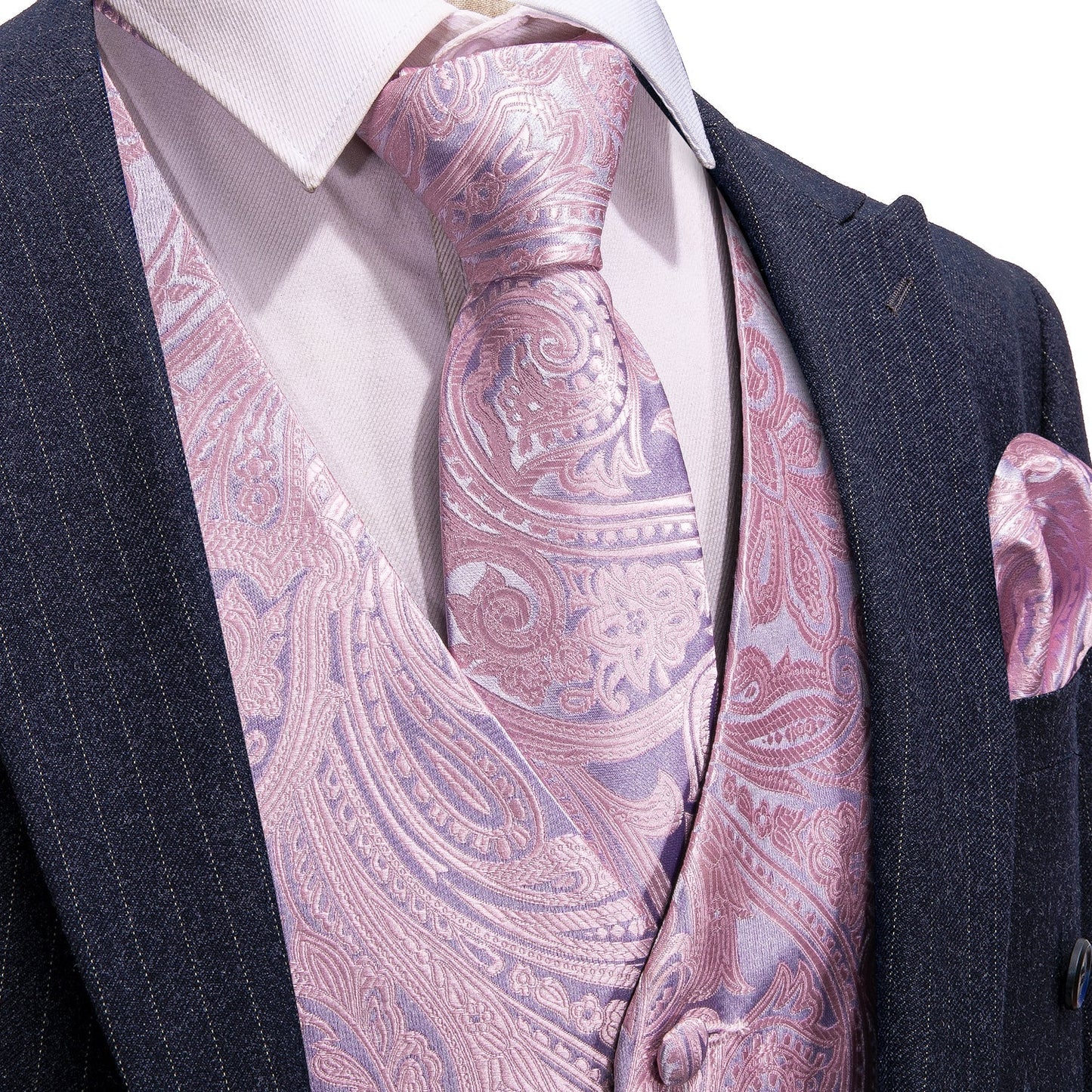Baby Pink Vest Set vest set S  (Chest 41)   - Sophisticated Gentlemen