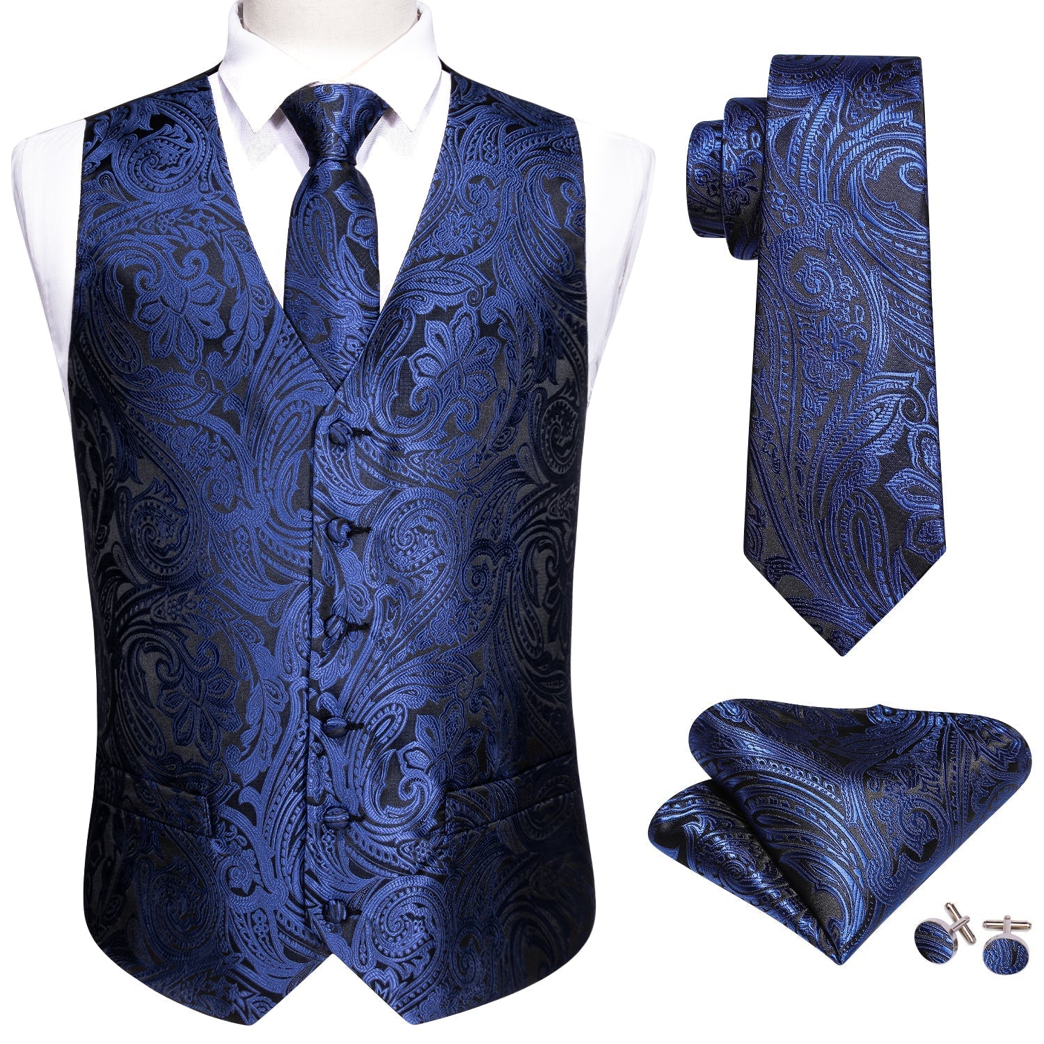 Deep Blue Vest Set - SOPHGENT
