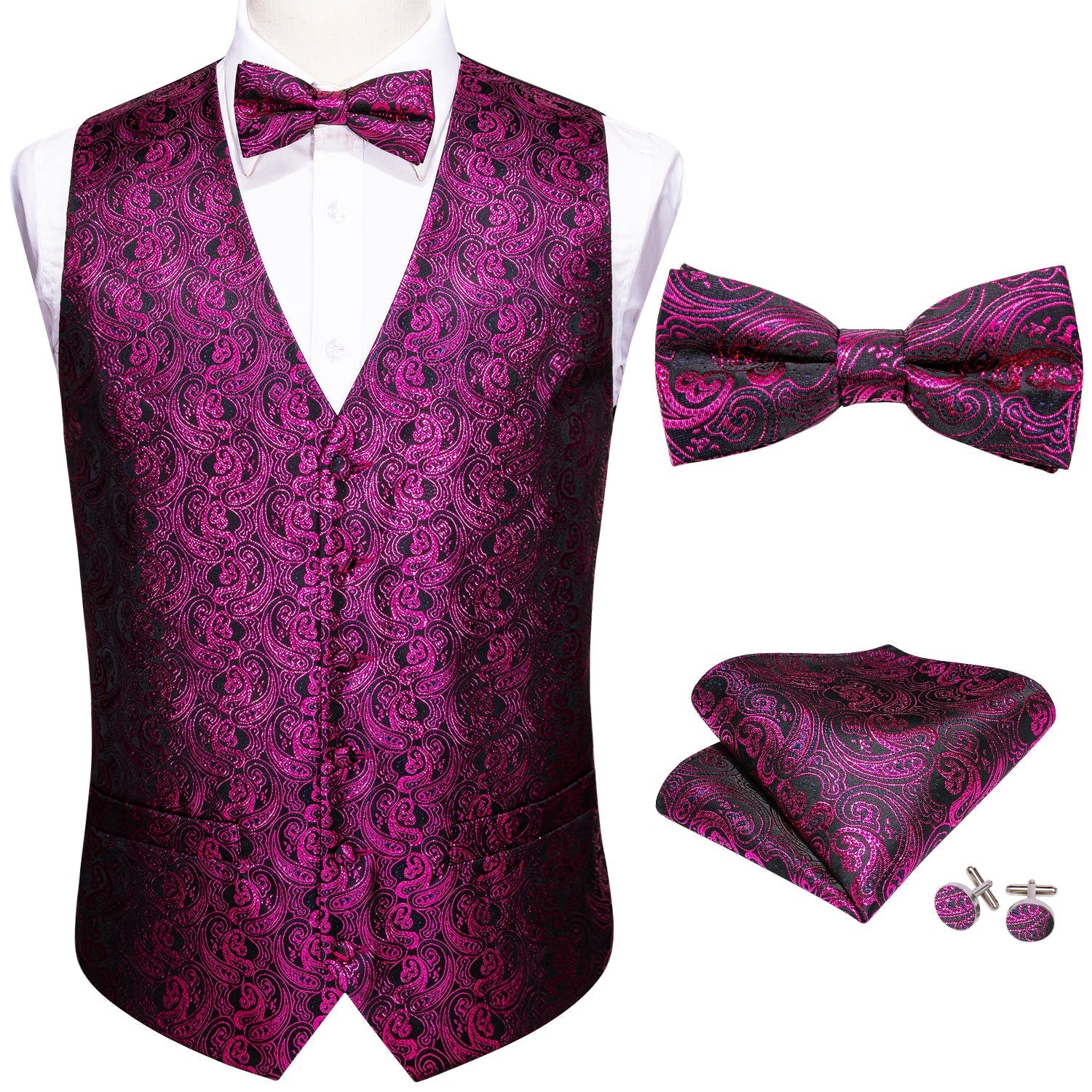 Sparkling Purple Paisley Vest Set - SOPHGENT