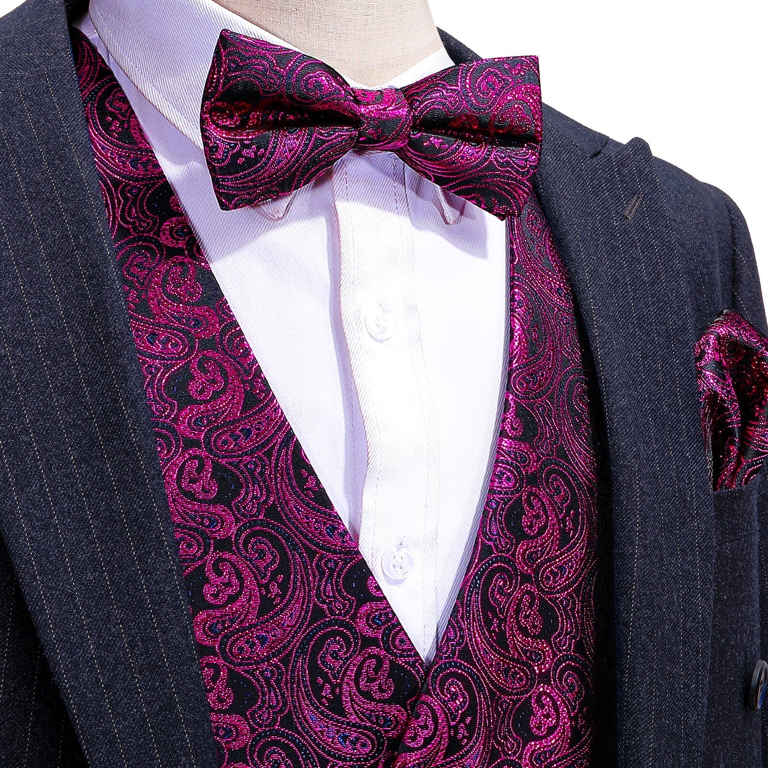 Sparkling Purple Paisley Vest Set vest set S (Chest 41)   - Sophisticated Gentlemen