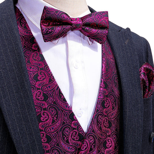Sparkling Purple Paisley Vest Set vest set S (Chest 41)   - Sophisticated Gentlemen