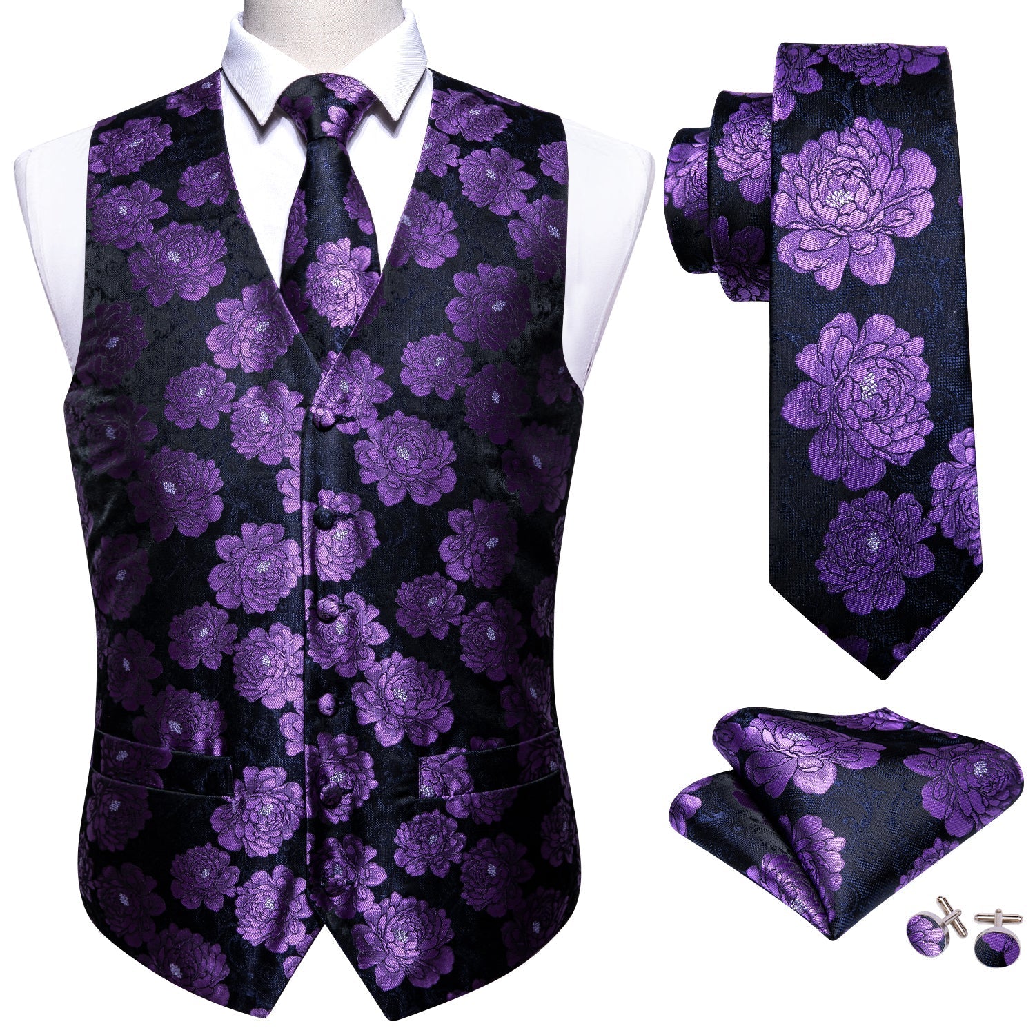 Purple Peony Vest Set - SOPHGENT