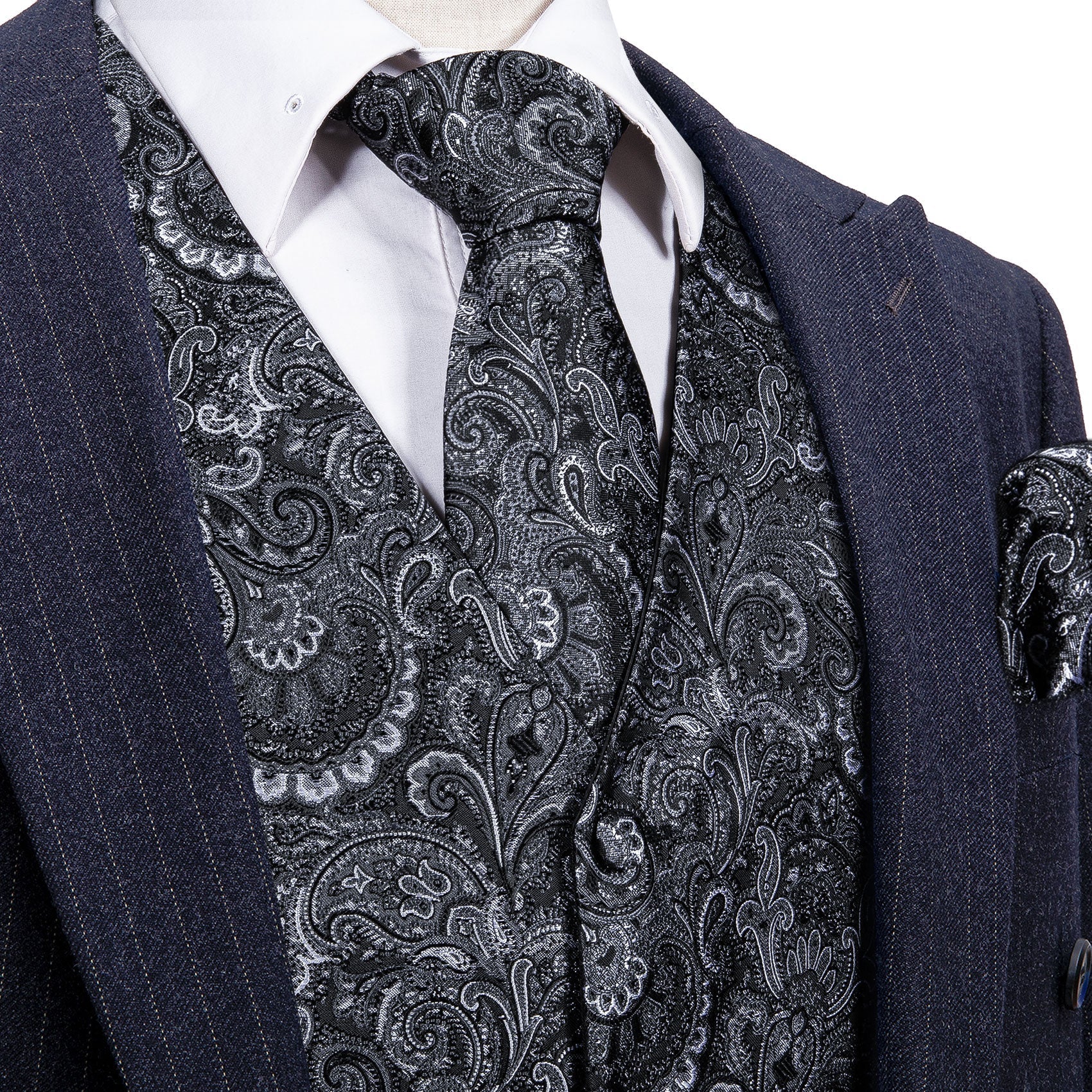Carbon Paisley Vest Set vest set S (Chest 41)   - Sophisticated Gentlemen