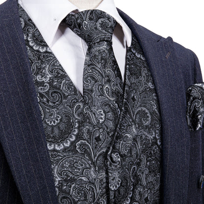 Carbon Paisley Vest Set vest set S (Chest 41)   - Sophisticated Gentlemen