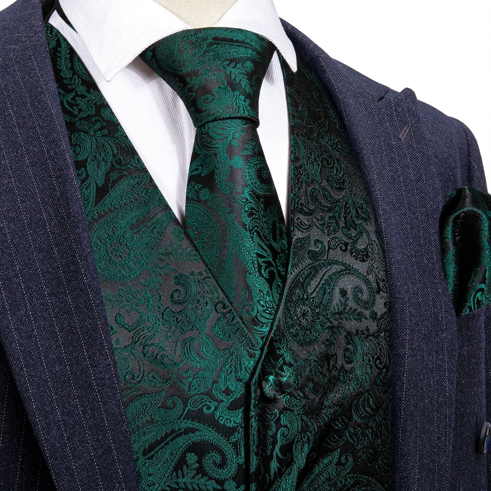 Very Dark Green Vest Set vest set S (Chest 41)   - Sophisticated Gentlemen