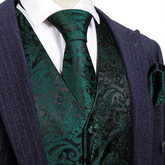 Very Dark Green Vest Set vest set S (Chest 41)   - Sophisticated Gentlemen