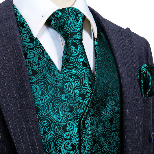 Teal Green Vest Set vest set S (Chest 41)   - Sophisticated Gentlemen