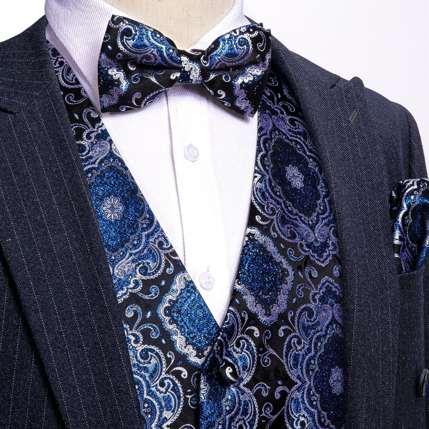 Blue Baroque Vest Set vest set S Chest 41)   - Sophisticated Gentlemen