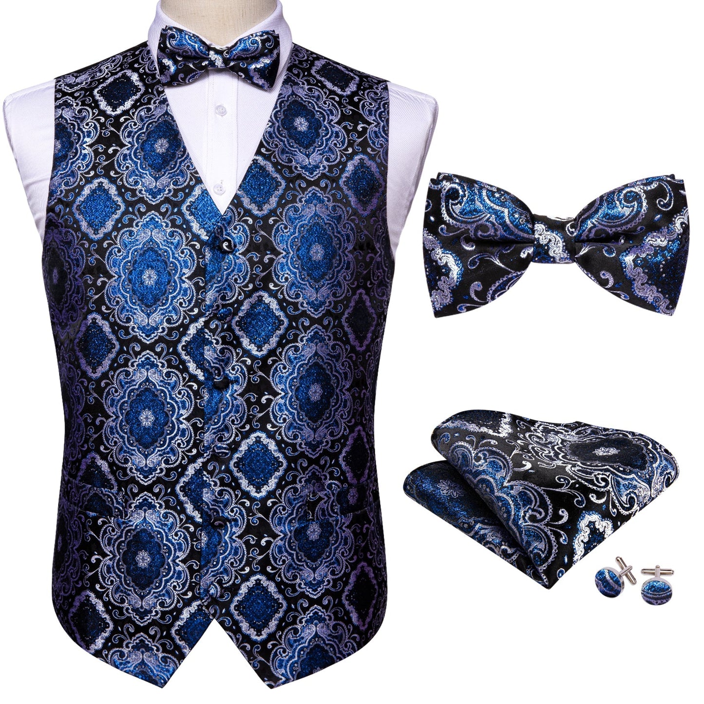 Blue Baroque Vest Set - SOPHGENT