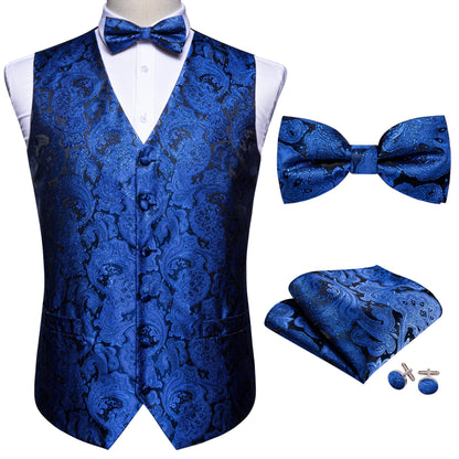 Sparkling Blue Floral Vest Set - SOPHGENT