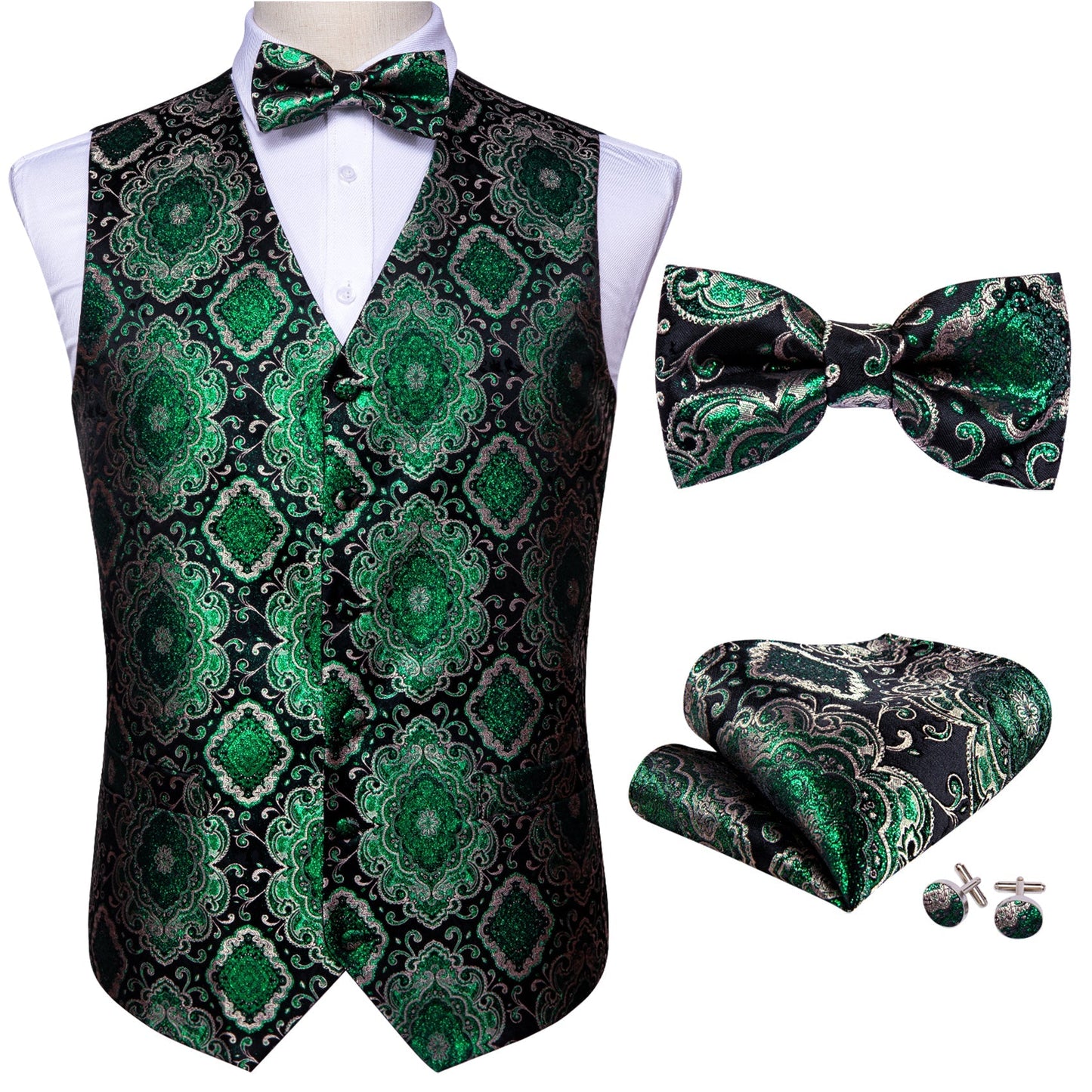 Green Baroque Vest Set - SOPHGENT