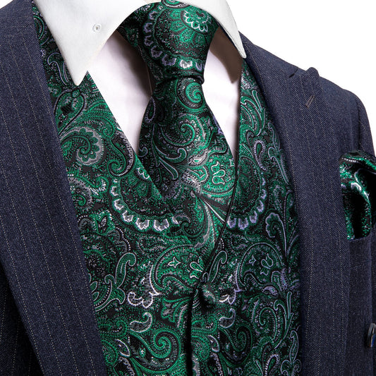 Dark Royal Green Vest Set vest set S (Chest 41)   - Sophisticated Gentlemen