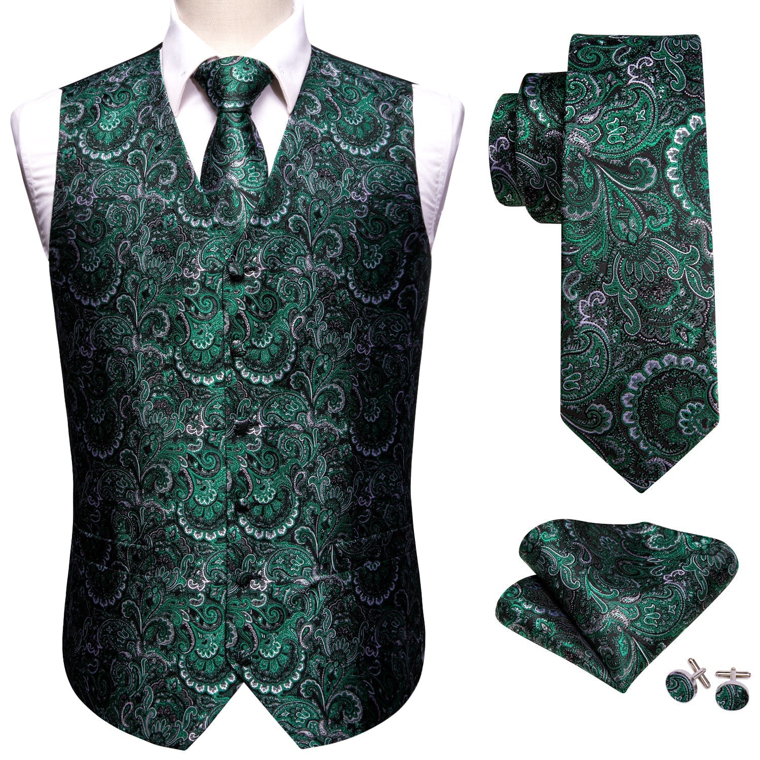 Dark Royal Green Vest Set - SOPHGENT