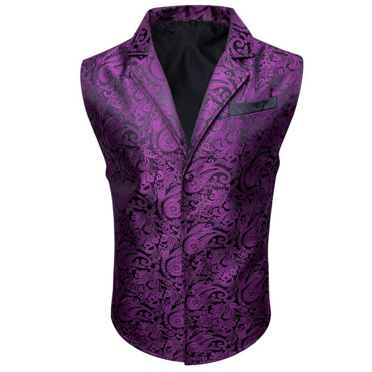 Purple and Black Paisley Vest vest set    - Sophisticated Gentlemen