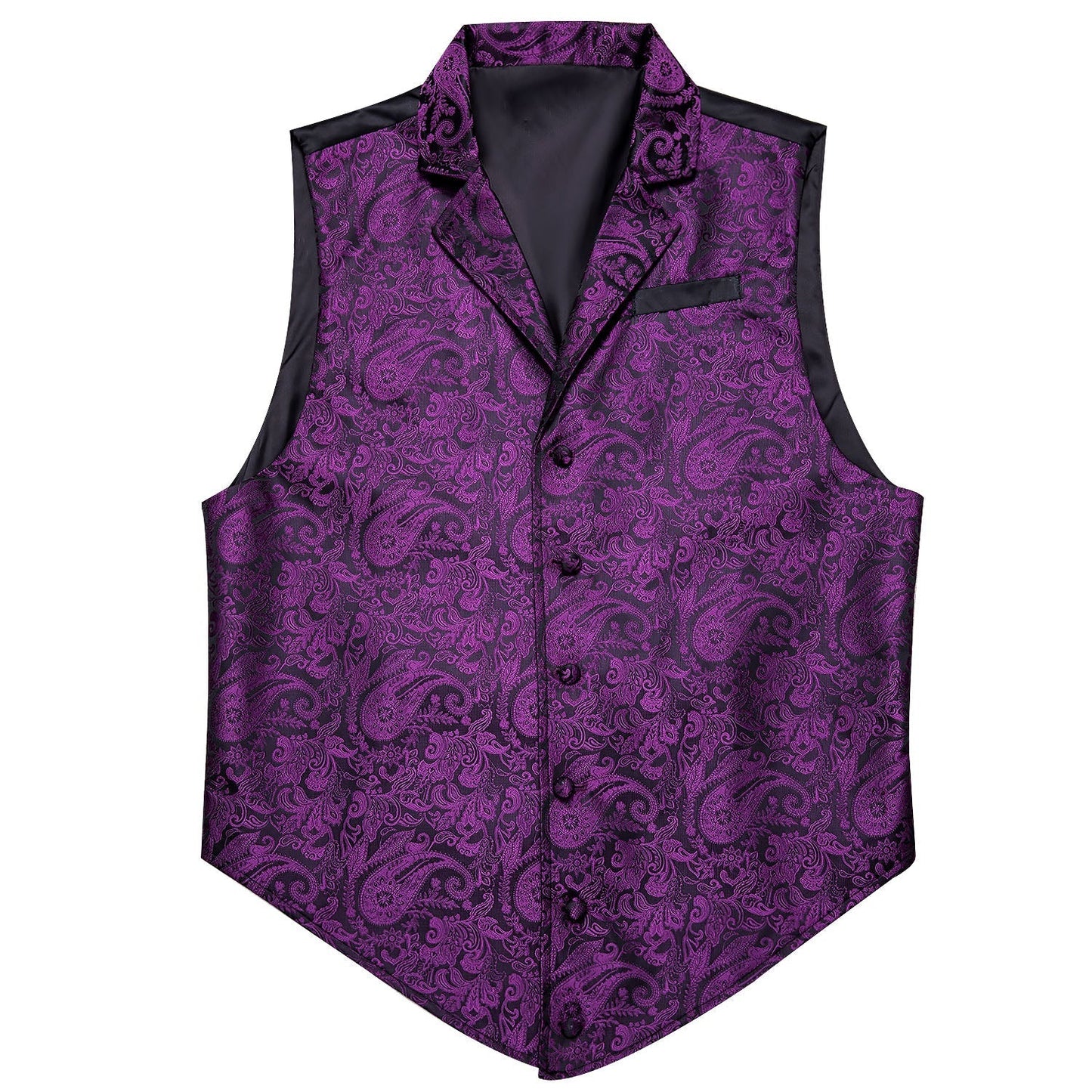 Purple and Black Paisley Vest vest set S (Chest 38)   - Sophisticated Gentlemen