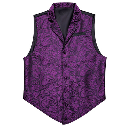 Purple and Black Paisley Vest vest set S (Chest 38)   - Sophisticated Gentlemen