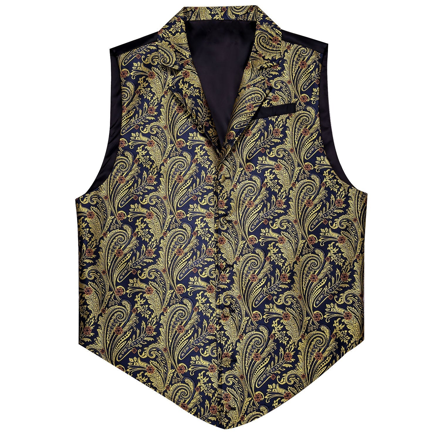 Gold and Navy Paisley Vest vest set S (Chest 38)   - Sophisticated Gentlemen