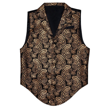Brown and Black Paisley Vest vest set S (Chest 38)   - Sophisticated Gentlemen