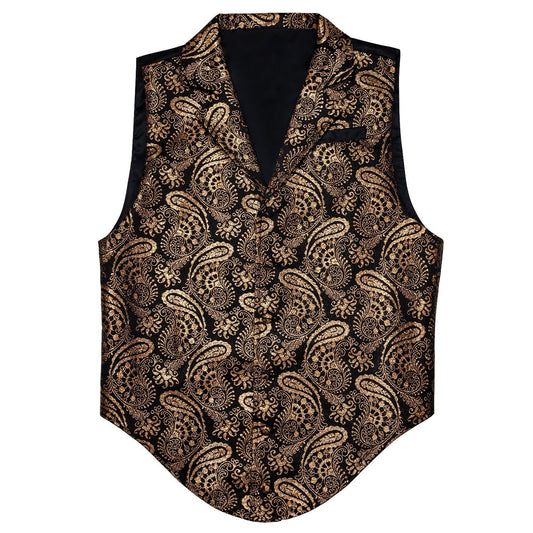Brown and Black Paisley Vest vest set S (Chest 38)   - Sophisticated Gentlemen