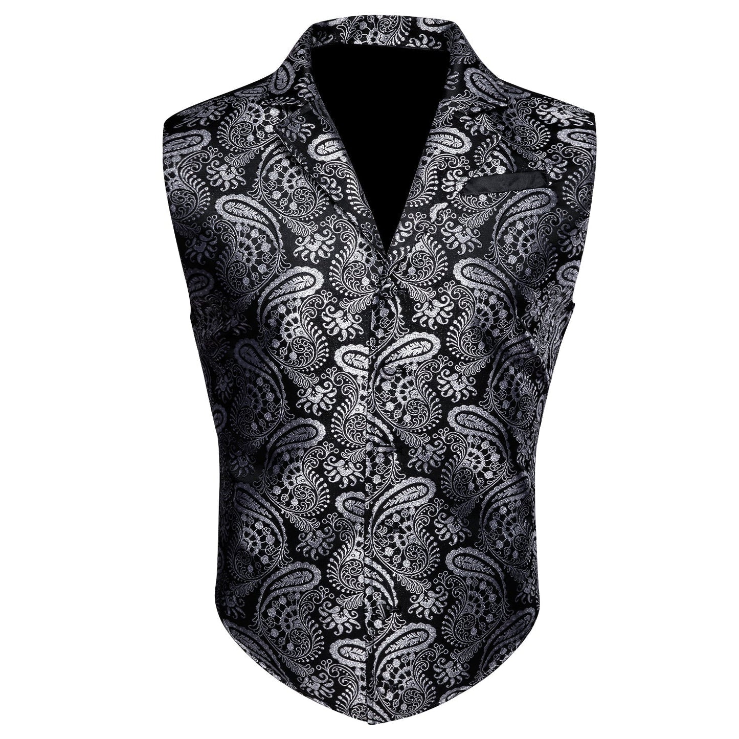 Silver and Black Paisley Vest - SOPHGENT