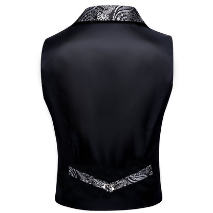 Silver and Black Paisley Vest - SOPHGENT