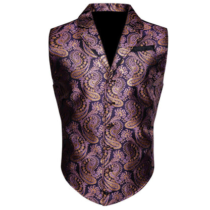 Purple and Gold Paisley Vest - SOPHGENT