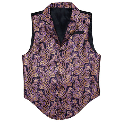 Purple and Gold Paisley Vest vest set S (Chest 38)   - Sophisticated Gentlemen