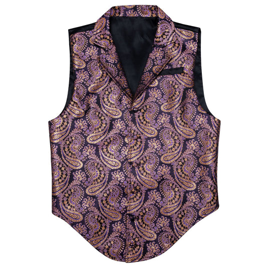 Purple and Gold Paisley Vest vest set S (Chest 38)   - Sophisticated Gentlemen