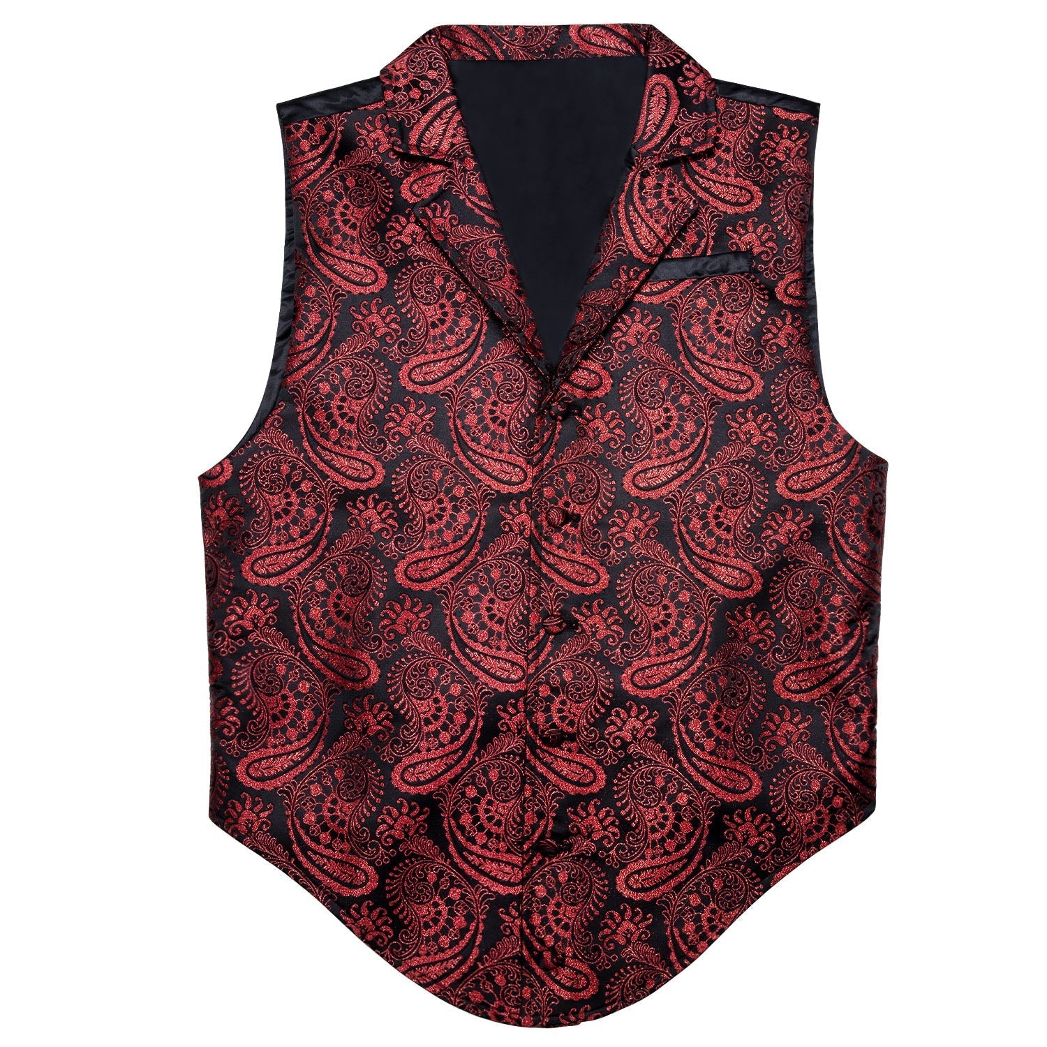 Red and Black Paisley Vest vest set S (Chest 38)   - Sophisticated Gentlemen