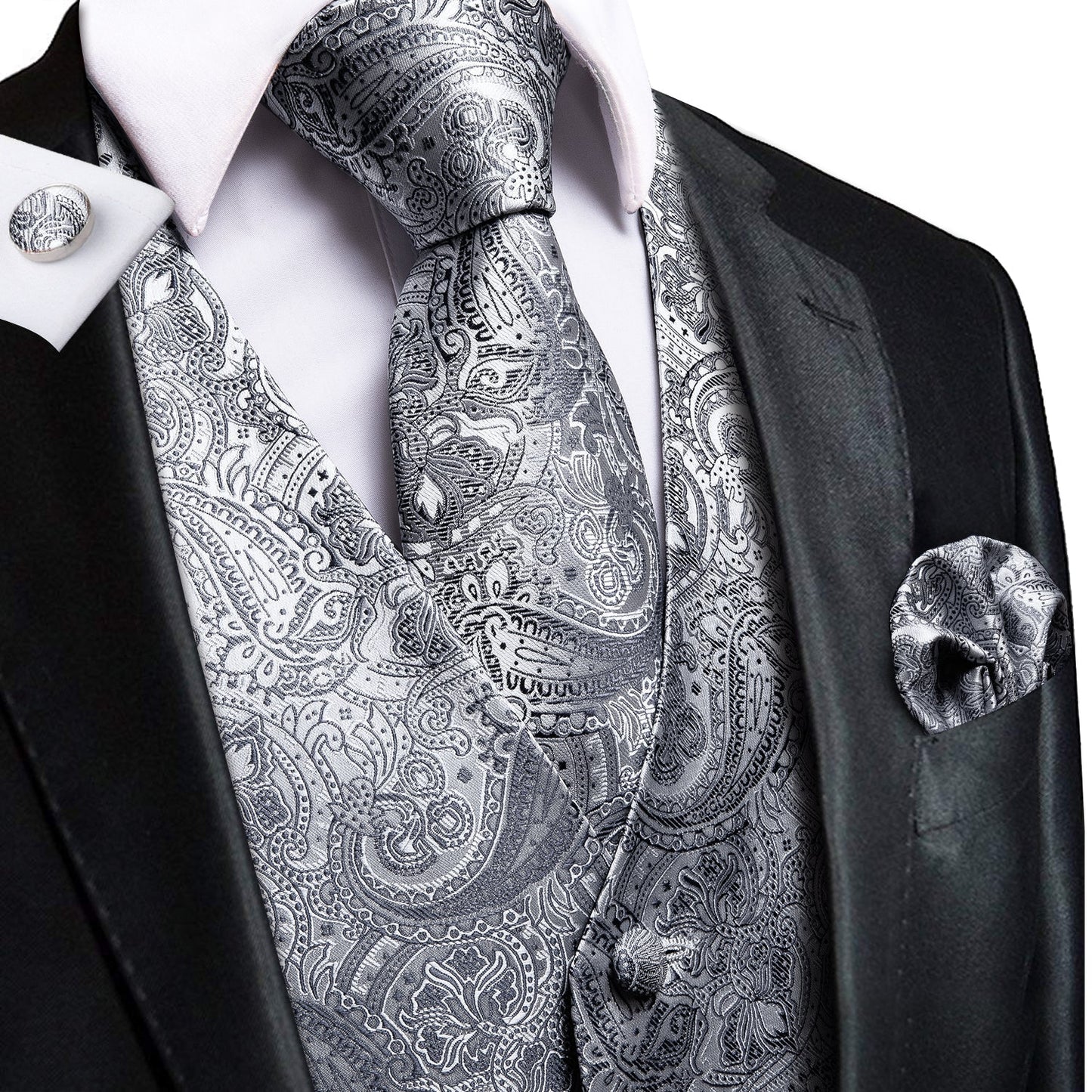 Silver Gray Vest Set vest set S (Chest 41)   - Sophisticated Gentlemen
