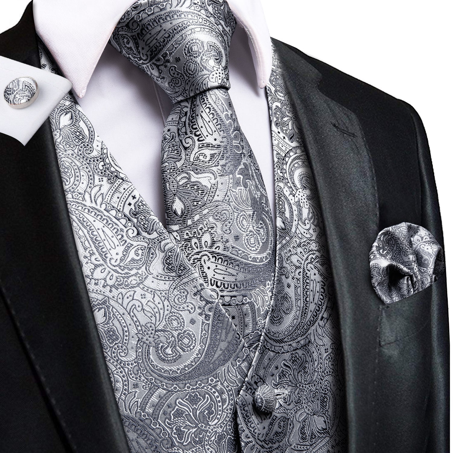 Silver Gray Vest Set vest set S (Chest 41)   - Sophisticated Gentlemen