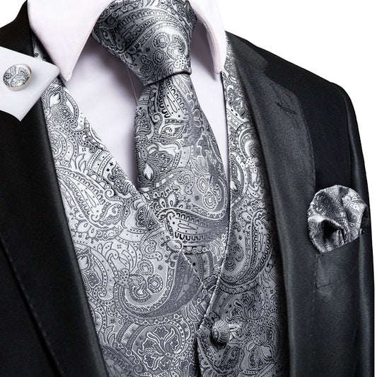 Silver Gray Vest Set vest set S (Chest 41)   - Sophisticated Gentlemen