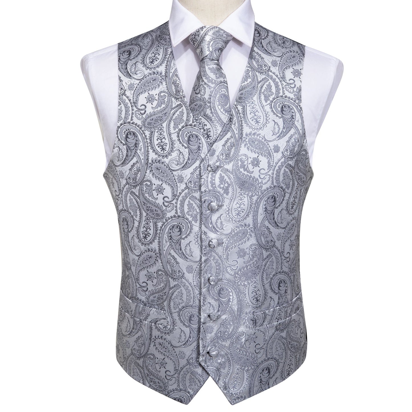 Silver Paisley Vest Set - SOPHGENT