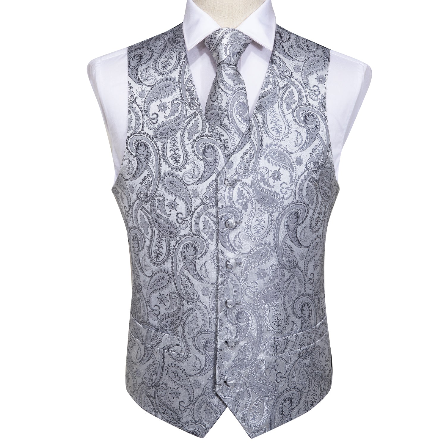 Silver Paisley Vest Set - SOPHGENT