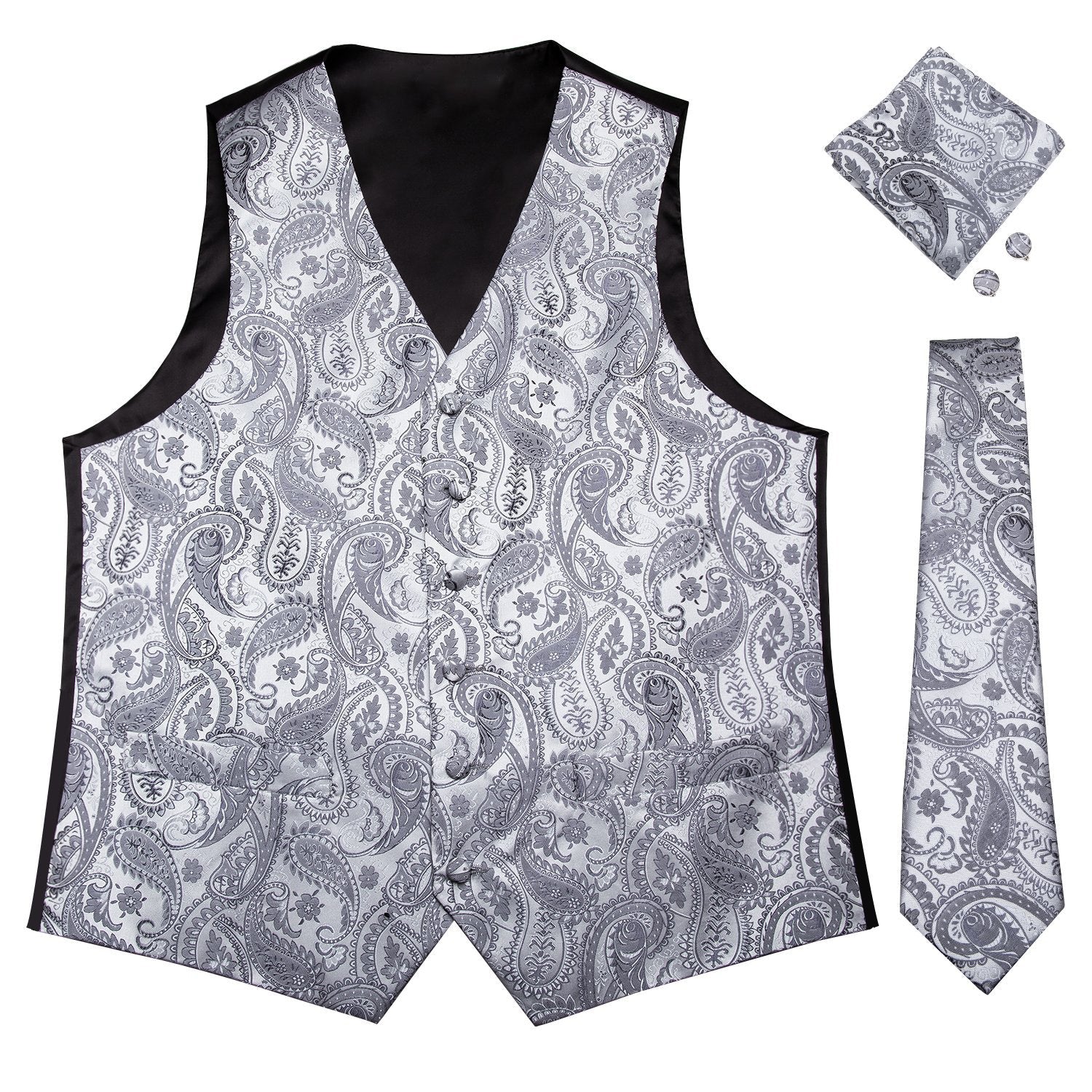 Silver Paisley Vest Set - SOPHGENT
