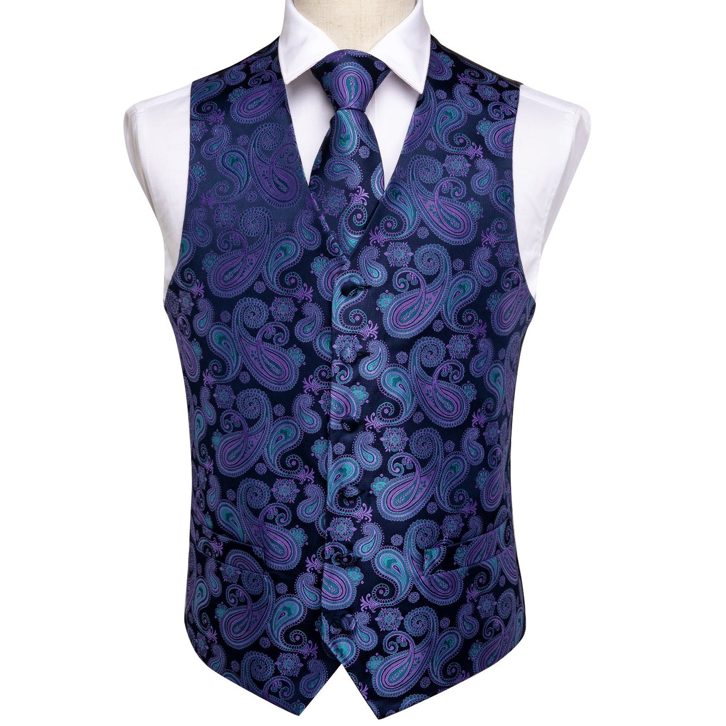 Dark Cross Wind Paisley Vest Set Vests    - Sophisticated Gentlemen