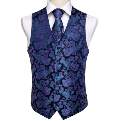 Dark Cross Wind Paisley Vest Set Vests    - Sophisticated Gentlemen