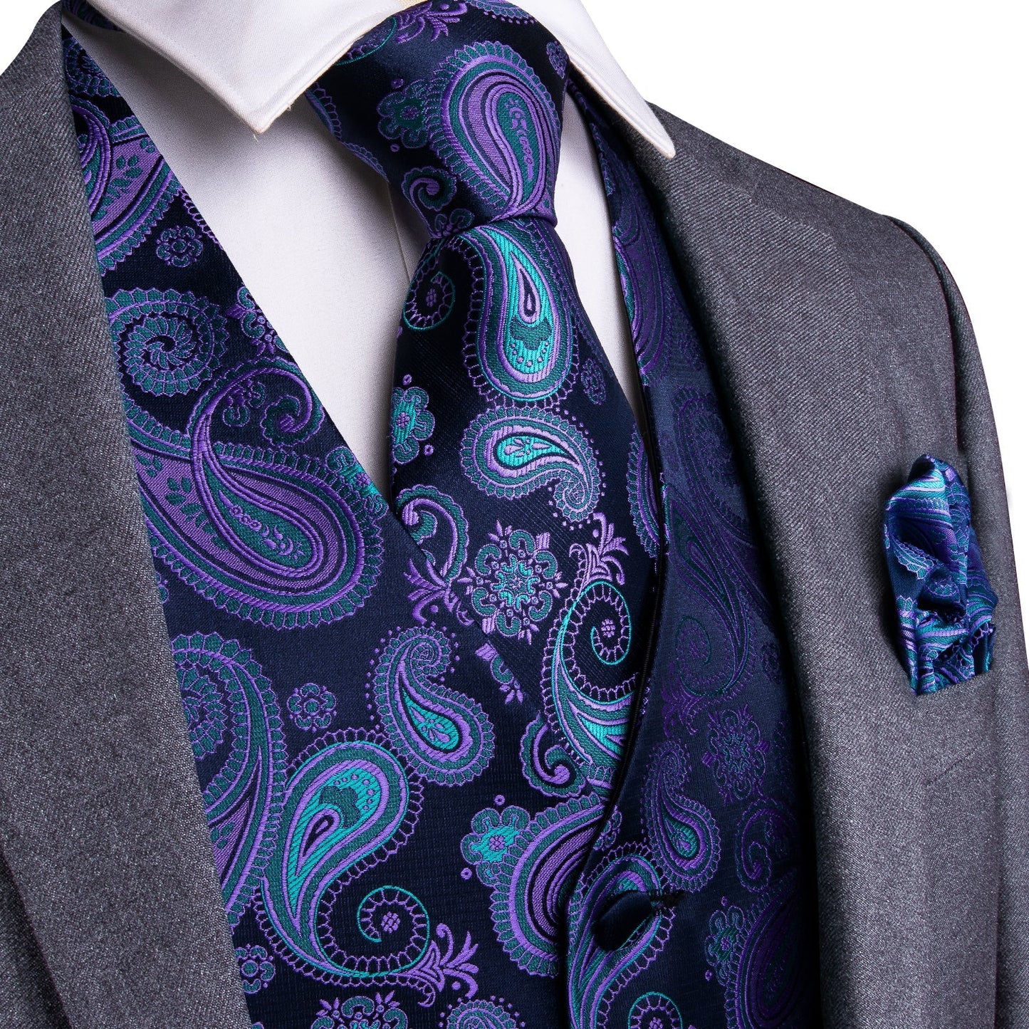 Dark Cross Wind Paisley Vest Set Vests S (Chest 40)   - Sophisticated Gentlemen