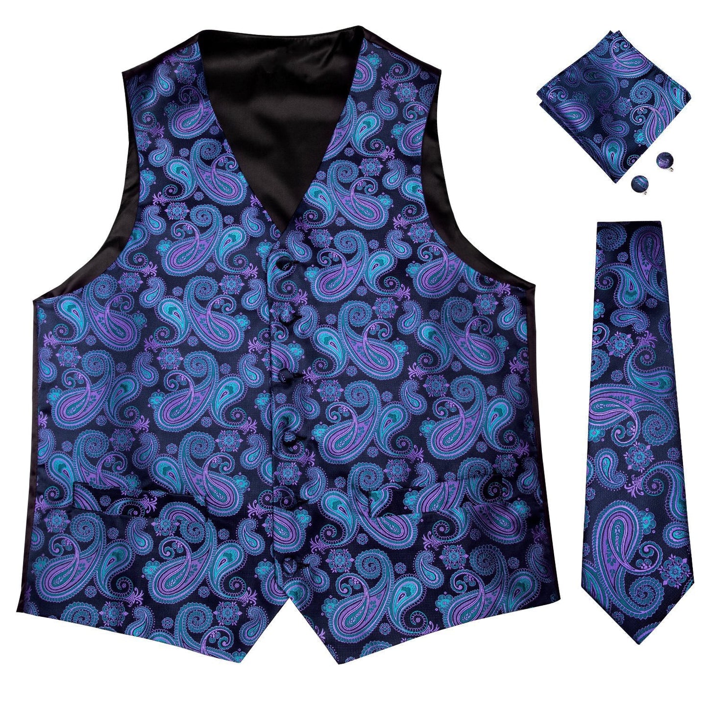 Dark Cross Wind Paisley Vest Set Vests    - Sophisticated Gentlemen