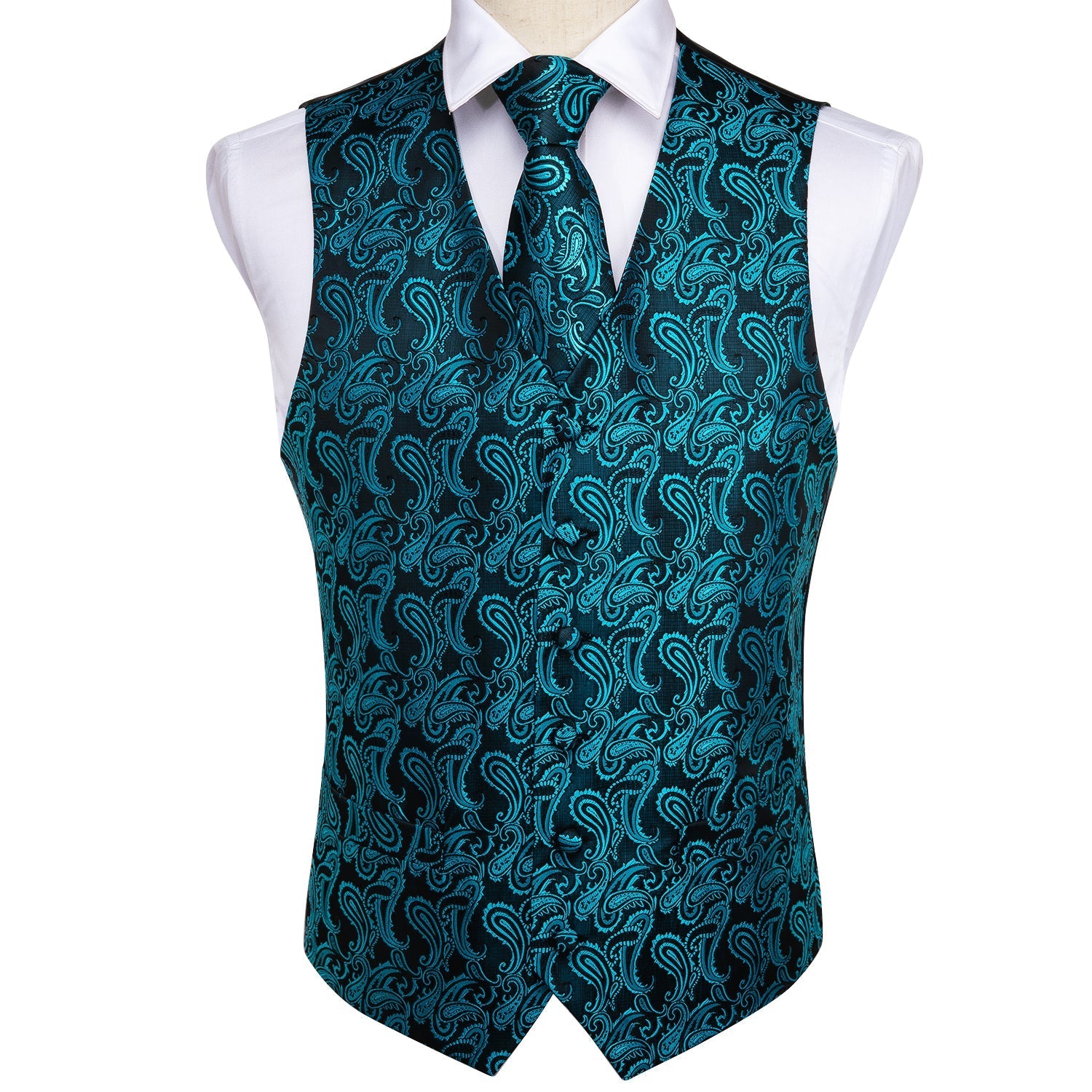 Turquoise Paisley Vest Set vest S   - Sophisticated Gentlemen