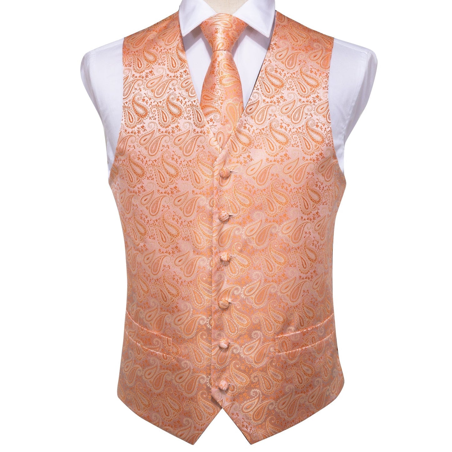 Peach Paisley Vest Set vest S   - Sophisticated Gentlemen