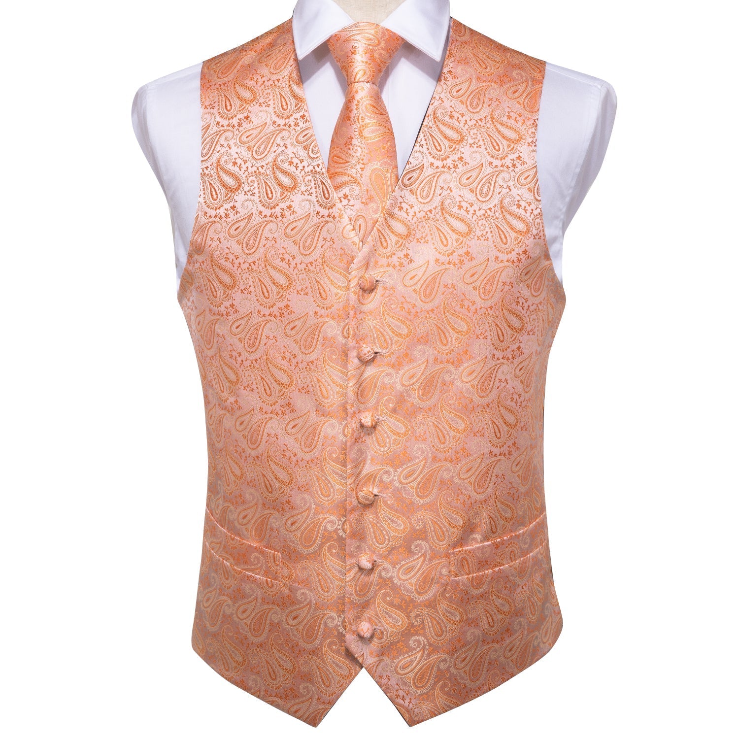 Peach Paisley Vest Set vest S   - Sophisticated Gentlemen