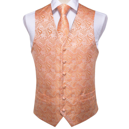 Peach Paisley Vest Set vest S   - Sophisticated Gentlemen