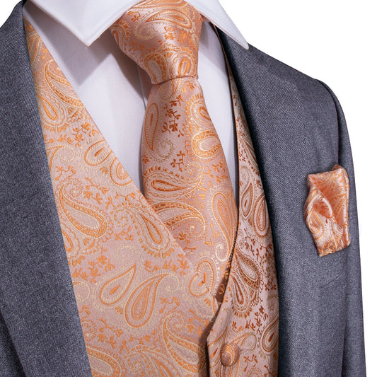 Peach Paisley Vest Set vest    - Sophisticated Gentlemen