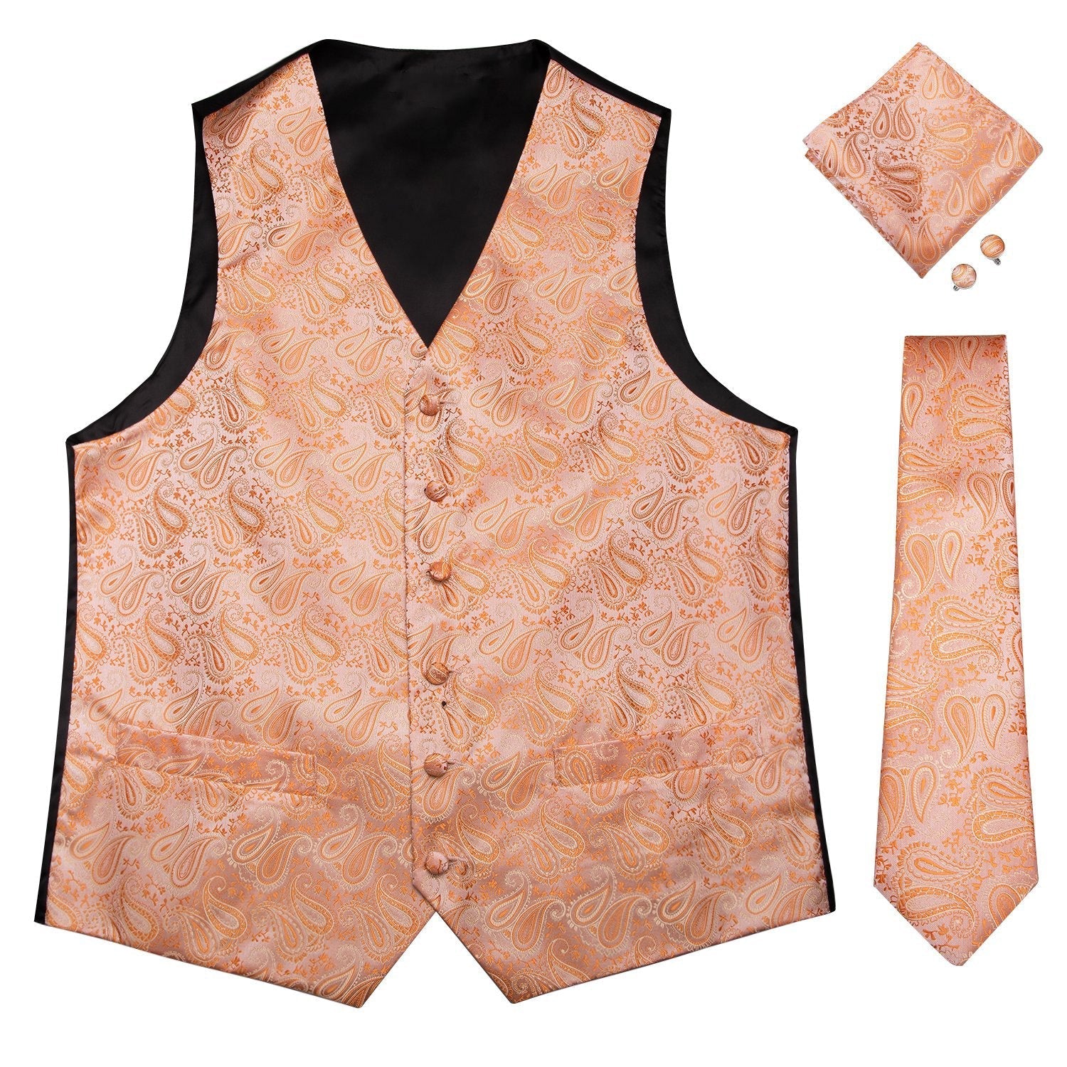 Peach Paisley Vest Set vest    - Sophisticated Gentlemen