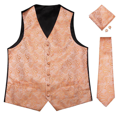 Peach Paisley Vest Set vest    - Sophisticated Gentlemen